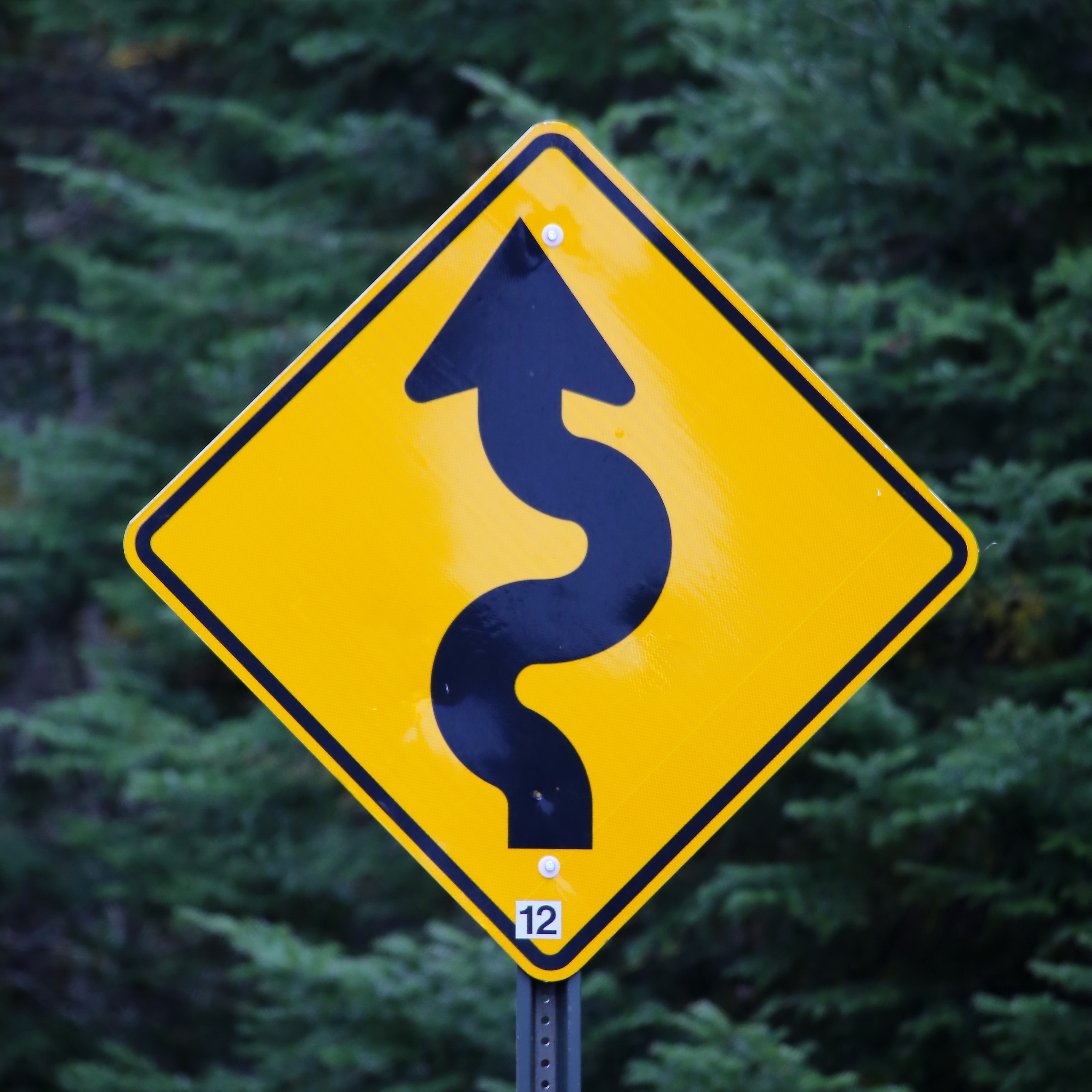 Sign indicating bendy road