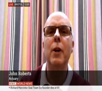 Actuary John Roberts appearing on BBC World News