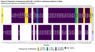 Illustration of mutations within BA.1 and BA.2